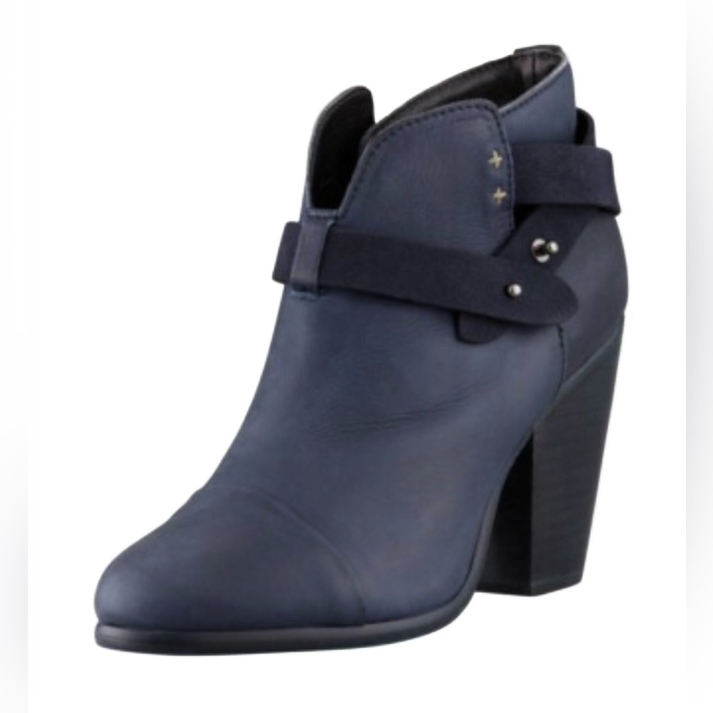 Rag & Bone Harrow Navy Leather Heeled Booties sz 6